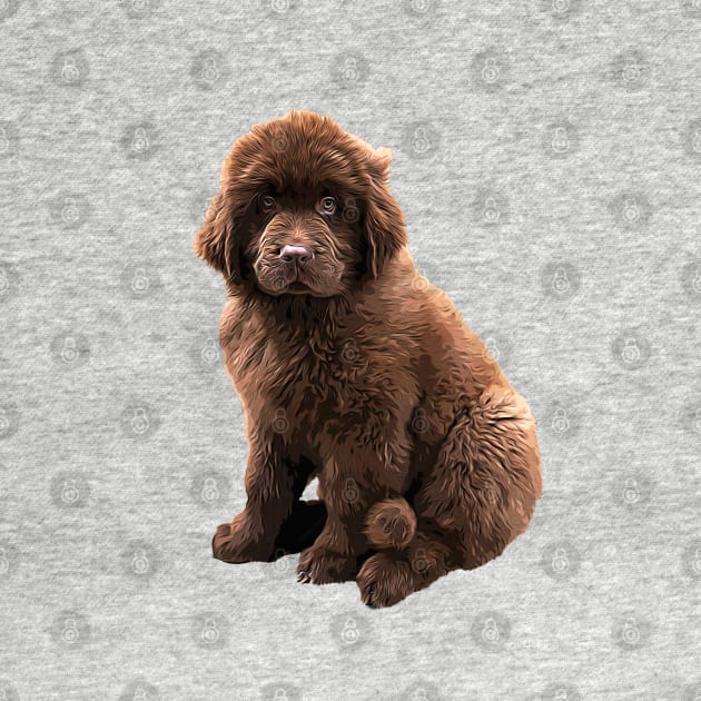 Newfoundland Chocolate Brown Puppy Dog by ElegantCat